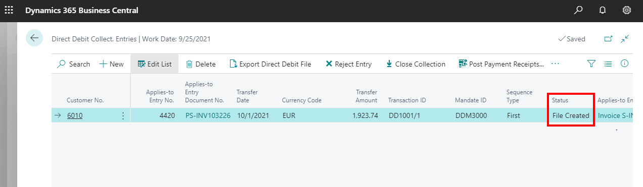 Implementing Direct Debit Collection in Business Central-13