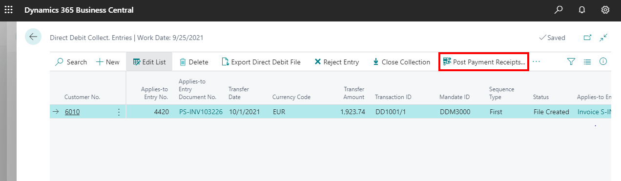 Implementing Direct Debit Collection in Business Central-14