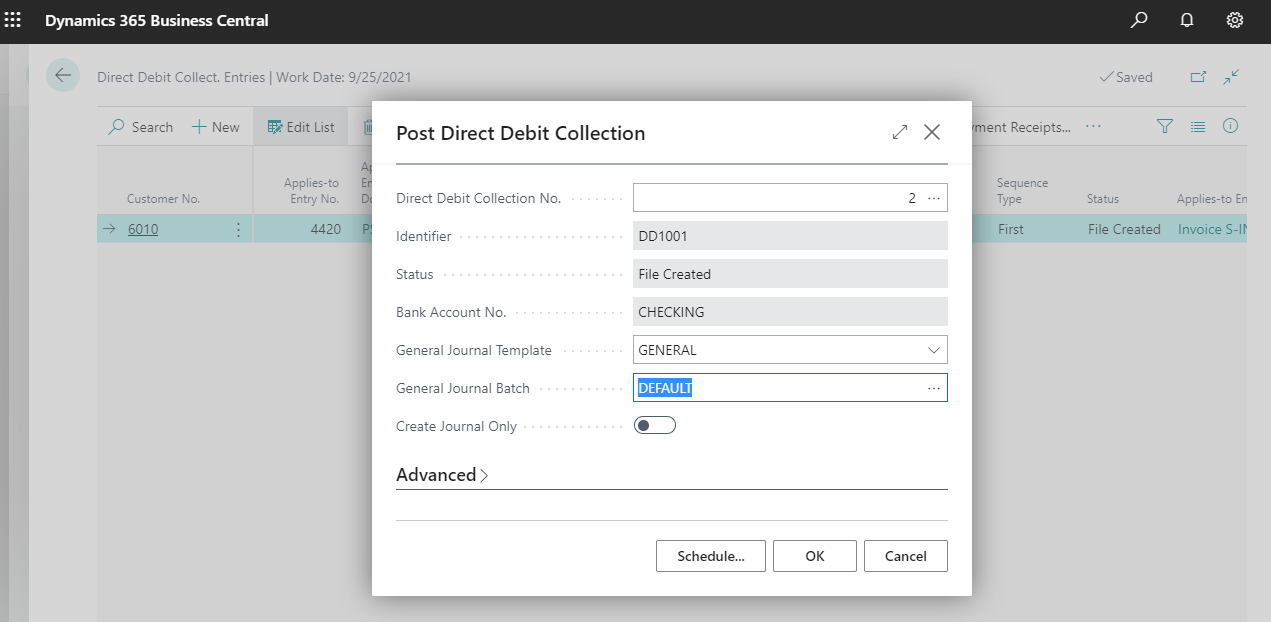 Implementing Direct Debit Collection in Business Central-15