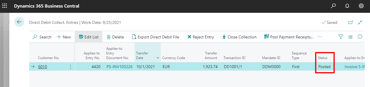 Implementing Direct Debit Collection in Business Central-17