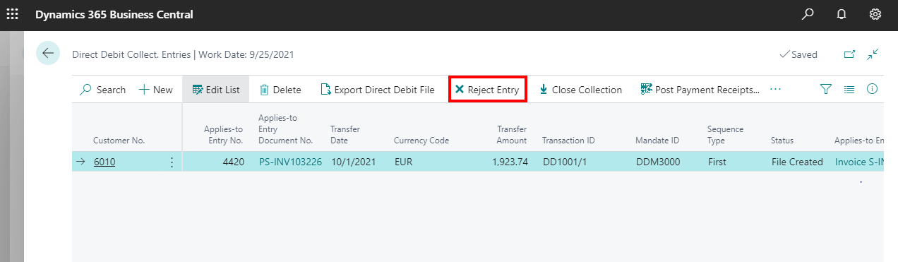 Implementing Direct Debit Collection in Business Central-18