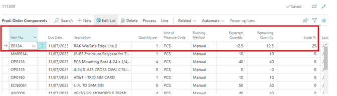 A screenshot of the BOM Cost Shares page for item FG0120. A red box highlights the Rolled-up Scrap Cost column, showing a scrap value of 25% from the specified scrap factors.