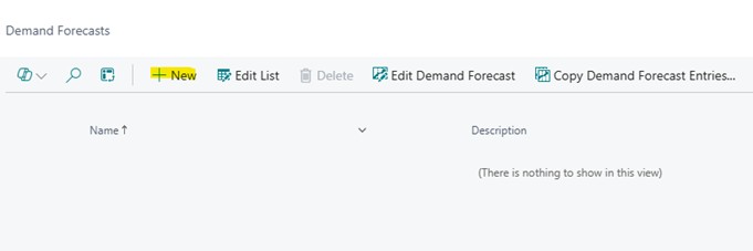 A sample screenshot display of a new demand forecasting dashboard in Business Central.