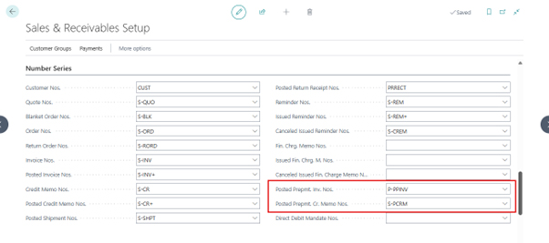 A screenshot of the Purchase Prepayment Percentages list in Business Central, showing a new entry for Item 00001327 with a Prepayment % of 20 set to apply to all vendors.