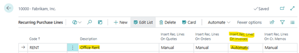 How to Set Up Recurring Purchase Orders and Invoices in Business Central