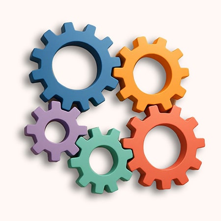 Interlocking gears symbolizing seamless software integration and scalable systems