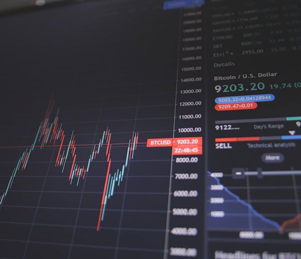 Market data and price charts on a trading screen