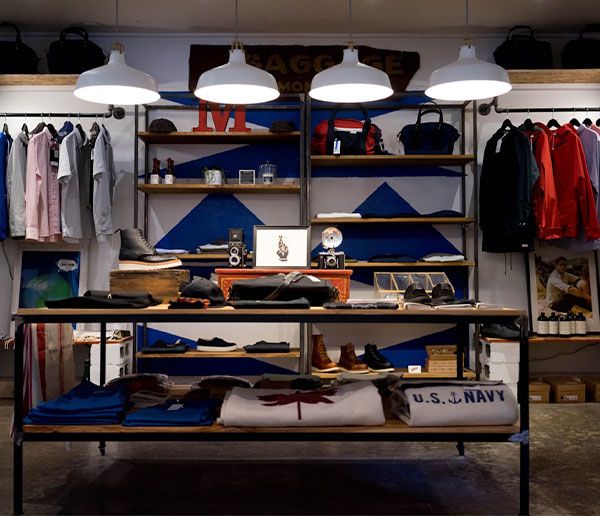 Interior of a retail store with stocked shelves