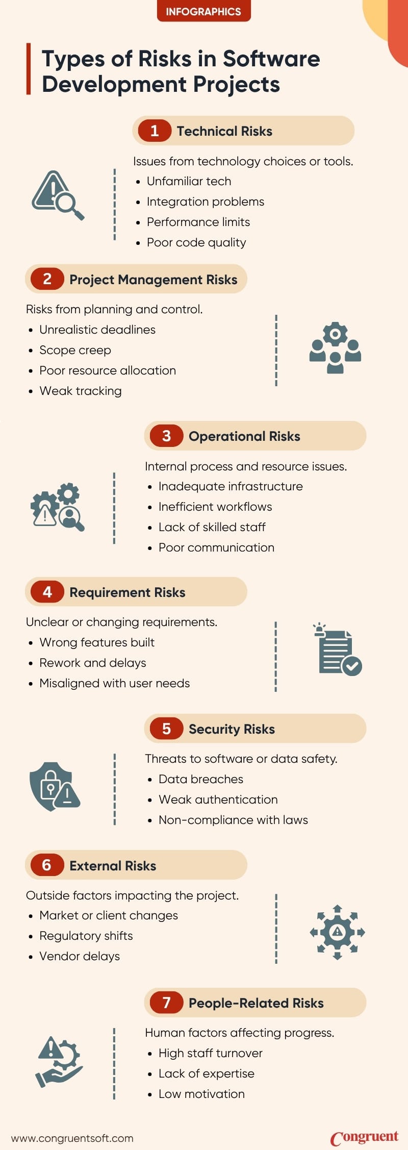 Infographic illustrating various types of risks in software development projects
